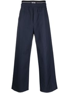 MSGM logo-waistband straight-leg trousers - Bleu