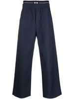 MSGM pantalon droit à taille à logo - Bleu