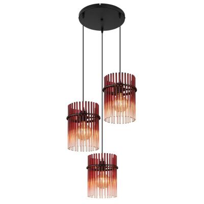 Globo Zwarte hanglampGorley met rood glas Ø 47cm - 15698-3HRBR