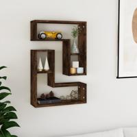 Wandschappen 2 st 50x15x50 cm bewerkt hout gerookt eikenkleurig