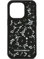 Dolce & Gabbana coque d'iPhone 14 Pro à fleurs en dentelle - Noir