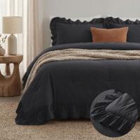 Sale: -34% | Wasbaar Lazy Dekbed Zonder Overtrek - Zonder Overtrek Ruffles - Antraciet - Dekbed-Discounter.nl