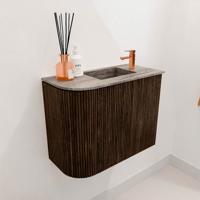Toiletmeubel Mondiaz Joya Dlux | 51.6 cm | Meubelkleur Walnut | Faye wastafel Oza Wasbak Rechts | 1 kraangat