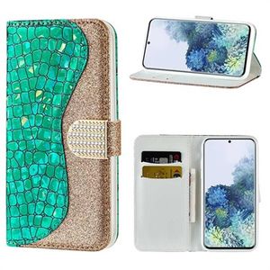 Croco Bling Series Samsung Galaxy S21 5G Wallet Case - Groen