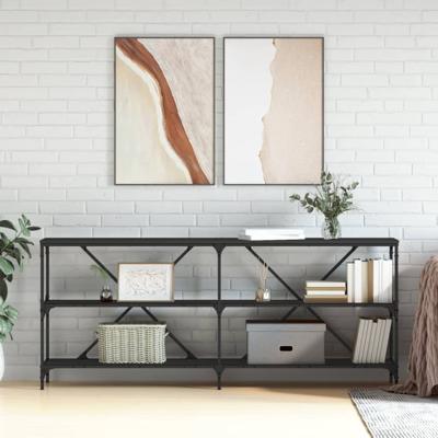 Wandtafel 180x30x75 cm bewerkt hout en ijzer zwart