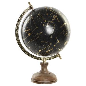 Items Deco Wereldbol/globe met sterrenhemel/sterrenbeelden - zwart - D20 x H33 cm   -