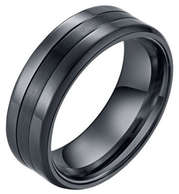 Zwarte stalen heren ring Mat Glans 8mm-21mm