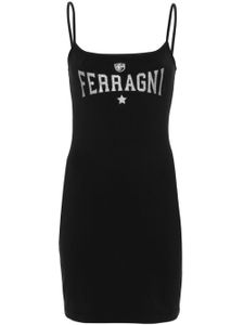 Chiara Ferragni robe à logo pailleté - Noir