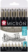 Royal Talens Pigma Micron Etui Promotieset met 7 fineliners Zwart + 1 gratis Pigma Micron PN - Zwart - thumbnail
