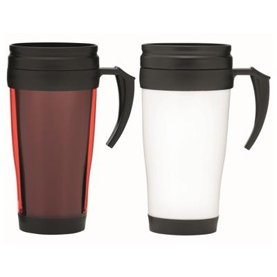 Set van 2x Thermosbekers - warmhoud bekers - rood en wit - 400 ml - Isolerende drinkbekers Set van 2x Thermosbekers - warmhoud bekers - rood en wit - 400 ml - Isolerende drinkbekers