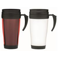 Set van 2x Thermosbekers - warmhoud bekers - rood en wit - 400 ml - Isolerende drinkbekers Set van 2x Thermosbekers - warmhoud bekers - rood en wit - 400 ml - Isolerende drinkbekers