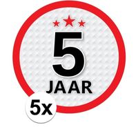 5x 5 Jaar leeftijd stickers rond verjaardag versiering   -