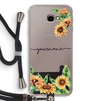 Zonnebloemen: Samsung Galaxy J4 Plus Transparant Hoesje met koord