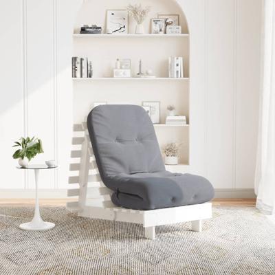 Futon slaapbank met matras 60x206x11 cm massief grenenhout wit