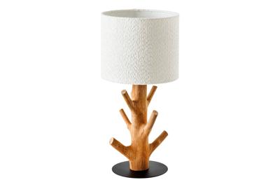 Tafellamp JEWELRY 60cm lampenkap van natuurlijk mangosteenhout bouclé wit - 46648