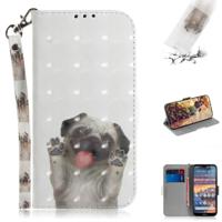 3D gekleurde tekening hond patroon horizontale Flip lederen case voor Nokia 4 2 met houder & card slots & portemonnee 3D gekleurde tekening hond patroon horizontale Flip lederen case voor Nokia 4 2 met houder & card slots & portemonnee