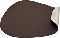 Luxe placemats lederlook - Eivormig - 6 stuks - dubbelzijdig wit en bruin - 44 x 37 cm - leer - leatherlook placemat