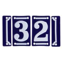 Best for Boots huisnummer 32 - met sierrand - Oudhollands - emaille - blauw/wit