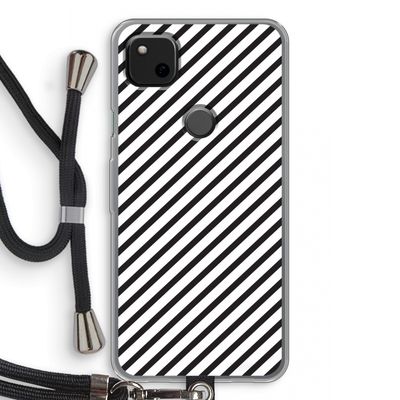 Strepen zwart-wit: Pixel 4a Transparant Hoesje met koord