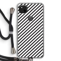 Strepen zwart-wit: Pixel 4a Transparant Hoesje met koord
