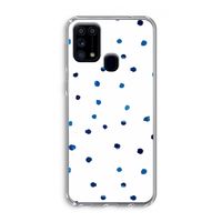 Blauwe stippen: Samsung Galaxy M31 Transparant Hoesje