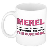 Merel cadeau mok - Woman Myth Supergirl - naam koffiemok - 300 ml - collega - moederdag