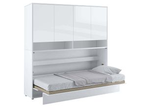 Opklapbed CONCEPTION PRO 90x200 cm wit/glanzend wit (horizontaal) met opzetkast