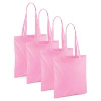 Draagtasje met hengsels - 10x - lichtroze - 42 x 38 cm - katoen - 10 liter - boodschappen - gymtas