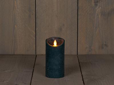 B.o.t. kaars wax rustiek bewegende vlam 7.5x15cm antiek groen 3xaaa/timer - Annas collection