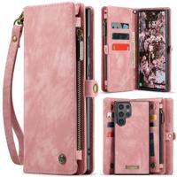 Caseme Samsung Galaxy S25 Ultra hoes - Vintage 2 in 1 portemonnee - Lichtroze