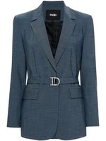 Maje blazer à taille ceinturée - Bleu - thumbnail