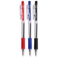 Balpennen - 8x stuks - kleurenmix - rood - blauw - zwart - softgrip - thumbnail