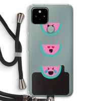 Smiley watermeloen: Pixel 5 Transparant Hoesje met koord