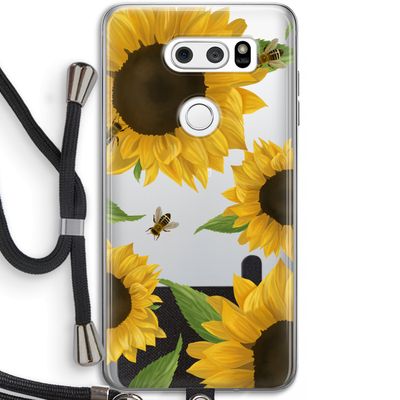 Sunflower and bees: LG V30 Transparant Hoesje met koord