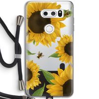 Sunflower and bees: LG V30 Transparant Hoesje met koord