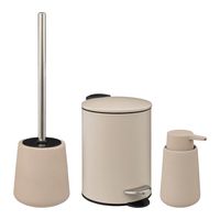 5Five Badkamer accessoires set - beige - zeeppompje/pedaalemmer/wc-borstel