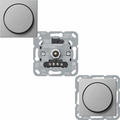 Gira LED dimmer 245000 voor LED lampen max 100W met dimknop aluminium