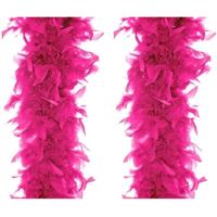 Verkleed of decoratie veren Boa - 3x stuks - fuchsia roze - 45 gram - 180 cm - niet brandvertragend