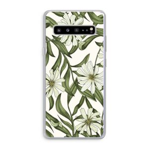 Wit bloemenpatroon: Samsung Galaxy S10 5G Transparant Hoesje