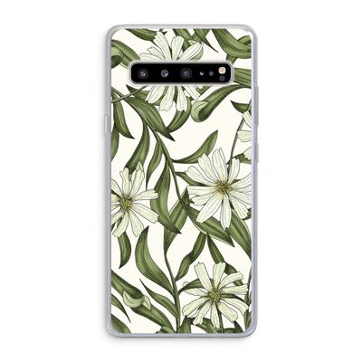 Wit bloemenpatroon: Samsung Galaxy S10 5G Transparant Hoesje