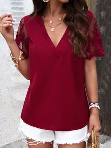 Casual Plain Lace Loose Shirt