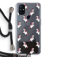 Eenhoorns overal: OnePlus Nord N10 5G Transparant Hoesje met koord