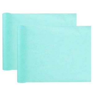 Tafelloper op rol - 2x - azuurblauw - 30 cm x 10 m - non woven polyester