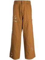 izzue pantalon droit à effet taches de peinture - Marron