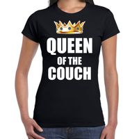 Koningsdag t-shirt queen of the couch zwart voor dames - thumbnail