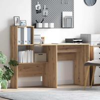 Bureau met plank artisanaal eikenkleurig 131,5 x 50 x 106,5 cm