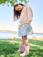 Spijkerrok met hartvormige zak voor meisjes gebleekt denim