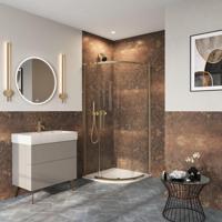 Crosswater Asura Kwartronde Douchedeur - 8mm - 80x80cm - geborsteld messing AUQSFC0800