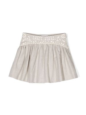 Chloé Kids jupe en coton à broderies - Tons neutres