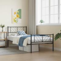 Bedframe met hoofd- en voeteneinde metaal zwart 75x190 cm